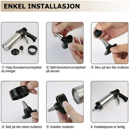 🔥SPESIALTILBUD 50 % RABATT🔥Kakeform i rustfritt stål med 13 skiver og 8 dyser