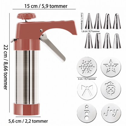 🔥SPESIALTILBUD 50 % RABATT🔥Kakeform i rustfritt stål med 13 skiver og 8 dyser