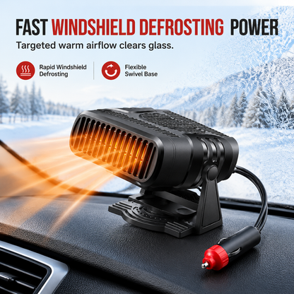 ❄️ Bærbar bilrutedefroster – 12V/24V varmluftvarmer