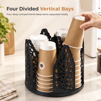 Roterende engangs papirkoppholder Dispenser Plast skrivebordsstativ for kaffe- og melkekopper
