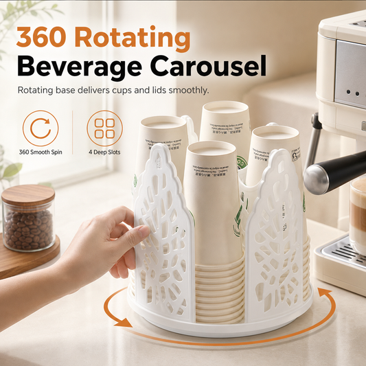 Roterende engangs papirkoppholder Dispenser Plast skrivebordsstativ for kaffe- og melkekopper