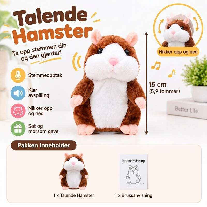 🐹 PRATENDE HAMSTER - GJENT DET DU SIER & AUTOMATISK HODESVINGING FUN 🎁