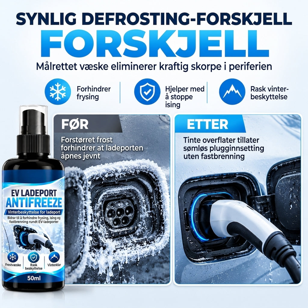 ❌ Avfrostning av ladeportklaff for elbiler – Målrettet spray for fjerning av is om vinteren
