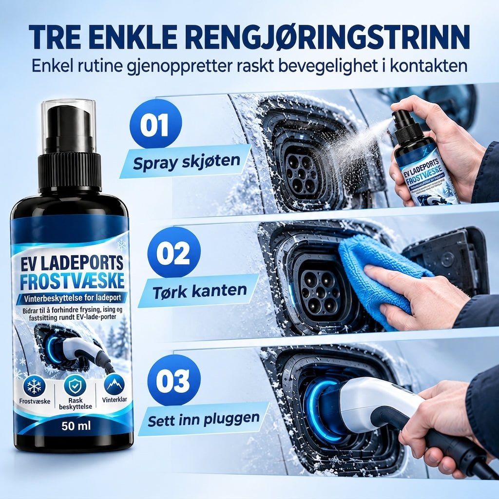 ❌ Avfrostning av ladeportklaff for elbiler – Målrettet spray for fjerning av is om vinteren