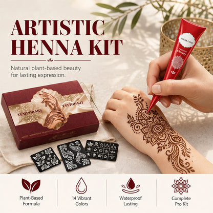 Midlertidig henna-tatoveringssett med sjablonger