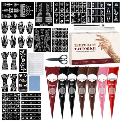 Midlertidig henna-tatoveringssett med sjablonger