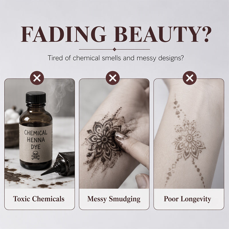 Midlertidig henna-tatoveringssett med sjablonger