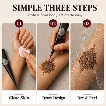Midlertidig henna-tatoveringssett med sjablonger