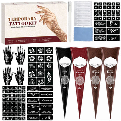 Midlertidig henna-tatoveringssett med sjablonger