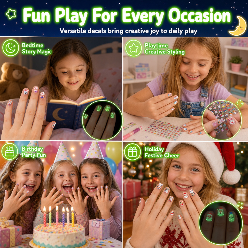 Negleklistremerker som lyser i mørket for barn