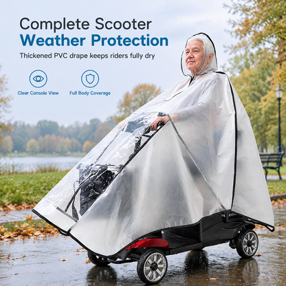 🌧️ SALG! Tykkere vanntett poncho for mobilitetsscootere – holder fører og kjøretøy tørre i regnvær