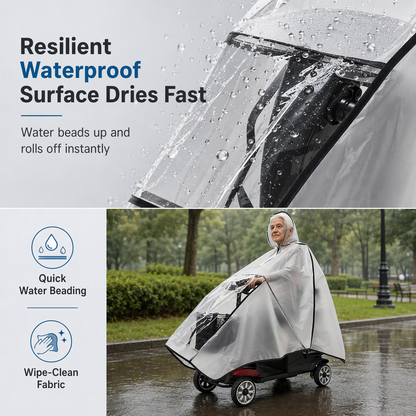 🌧️ SALG! Tykkere vanntett poncho for mobilitetsscootere – holder fører og kjøretøy tørre i regnvær