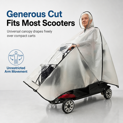 🌧️ SALG! Tykkere vanntett poncho for mobilitetsscootere – holder fører og kjøretøy tørre i regnvær