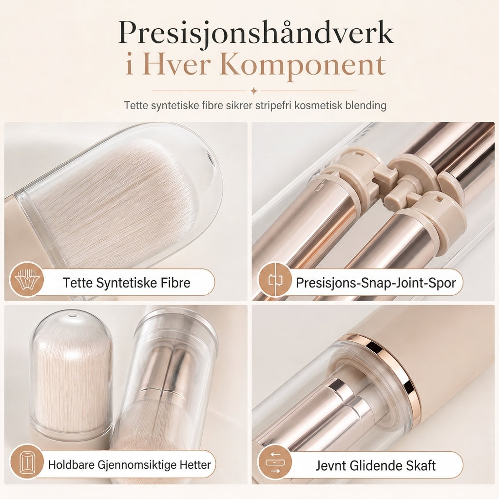 ✨ 50 % RABATT! 💄 6-i-1-s makeupbørste – for pudder, rouge og lepper, praktisk å ha med seg 💋