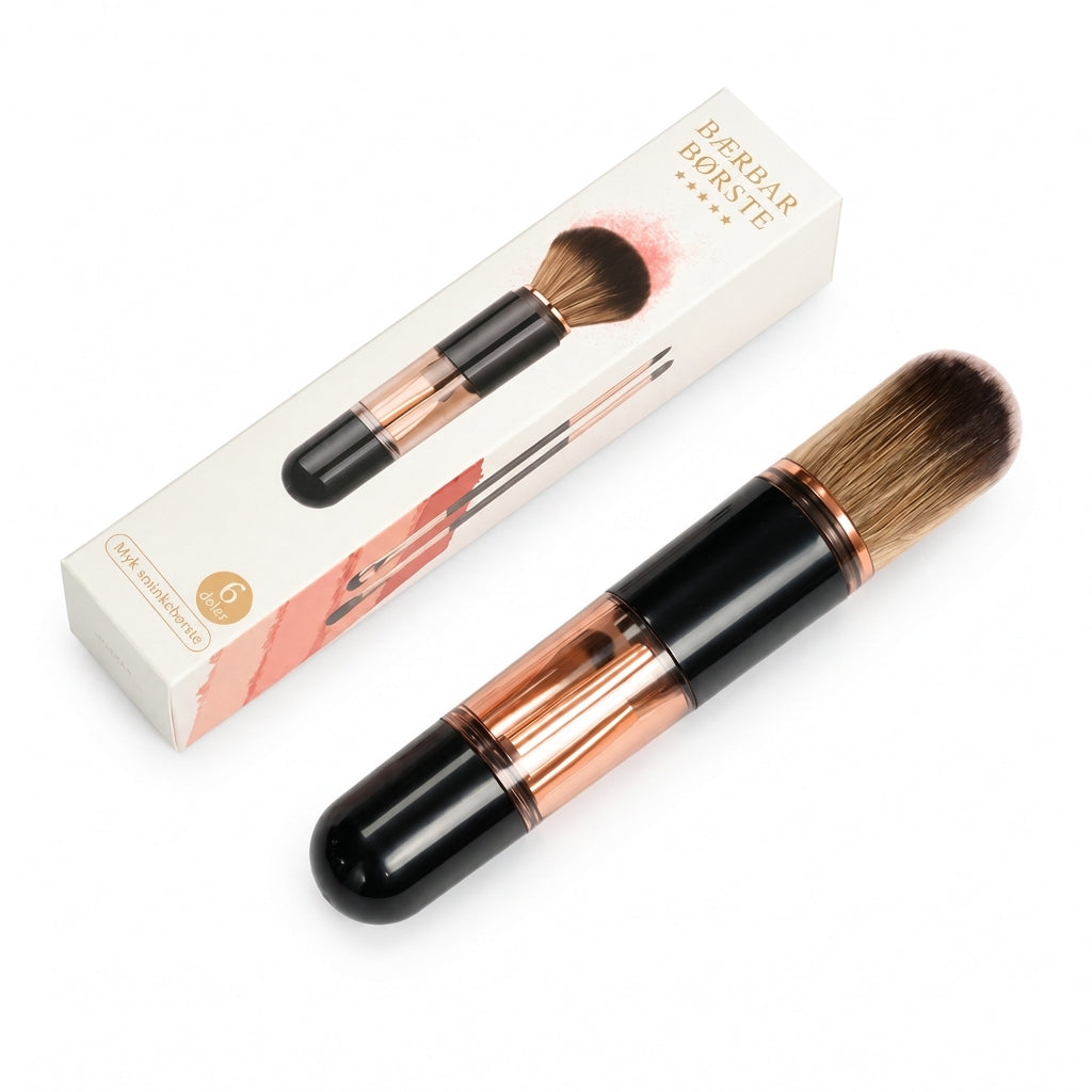 ✨ 50 % RABATT! 💄 6-i-1-s makeupbørste – for pudder, rouge og lepper, praktisk å ha med seg 💋
