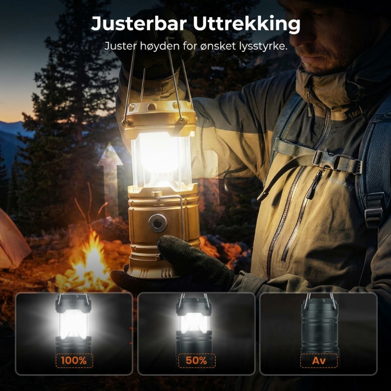 🔥Nå: 50% Rabatt i Begrenset Tid｜⛺️ Solcelle Campinglykt – Oppladbar Sammenleggbar LED-lampe – IPX4 Vanntett – Magnetisk Base og Foldbar Krok – for Utendørs og Nødstilfeller ✨🛡️