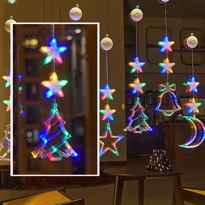 🎄❄️ Gjør-det-selv-julesnøfnugg med sugekopper og LED-lys ✨ | Batteridrevet, varmt lys i flere farger, vinduslys med sugekopper, julepynt til hjemmet og festen
