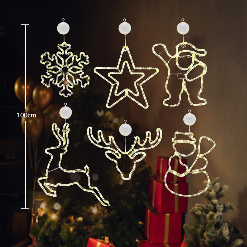 🎄❄️ Gjør-det-selv-julesnøfnugg med sugekopper og LED-lys ✨ | Batteridrevet, varmt lys i flere farger, vinduslys med sugekopper, julepynt til hjemmet og festen