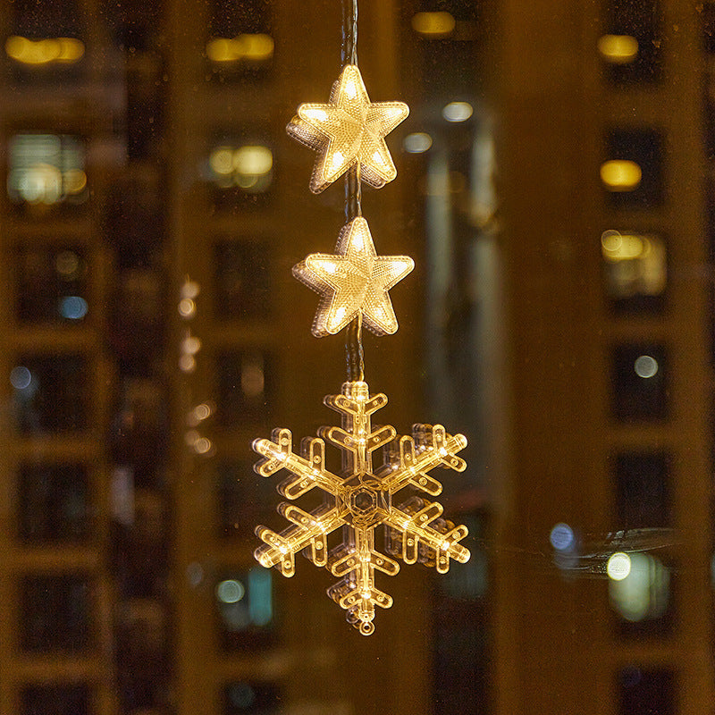 🎄❄️ Gjør-det-selv-julesnøfnugg med sugekopper og LED-lys ✨ | Batteridrevet, varmt lys i flere farger, vinduslys med sugekopper, julepynt til hjemmet og festen