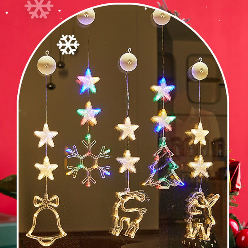 🎄❄️ Gjør-det-selv-julesnøfnugg med sugekopper og LED-lys ✨ | Batteridrevet, varmt lys i flere farger, vinduslys med sugekopper, julepynt til hjemmet og festen