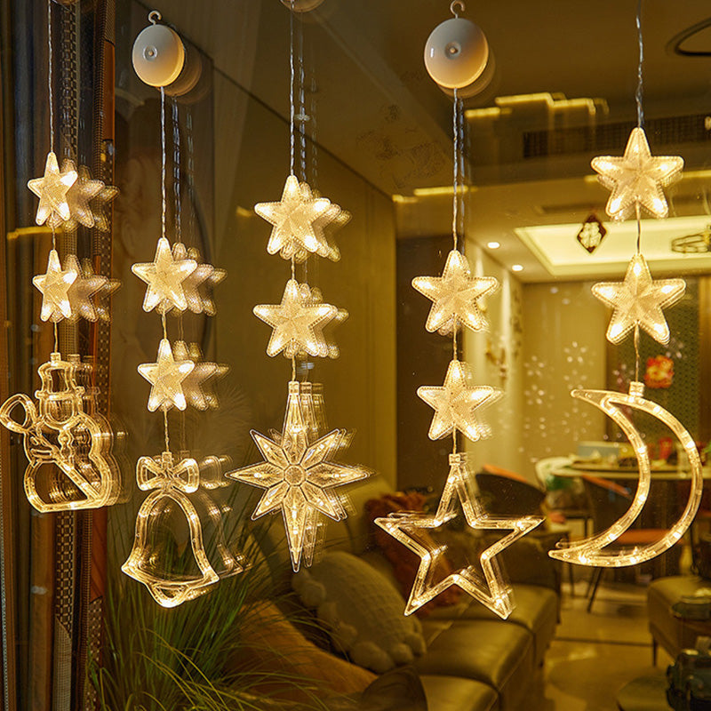 🎄❄️ Gjør-det-selv-julesnøfnugg med sugekopper og LED-lys ✨ | Batteridrevet, varmt lys i flere farger, vinduslys med sugekopper, julepynt til hjemmet og festen