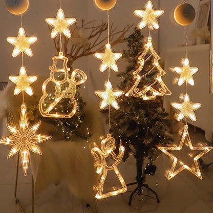 🎄❄️ Gjør-det-selv-julesnøfnugg med sugekopper og LED-lys ✨ | Batteridrevet, varmt lys i flere farger, vinduslys med sugekopper, julepynt til hjemmet og festen