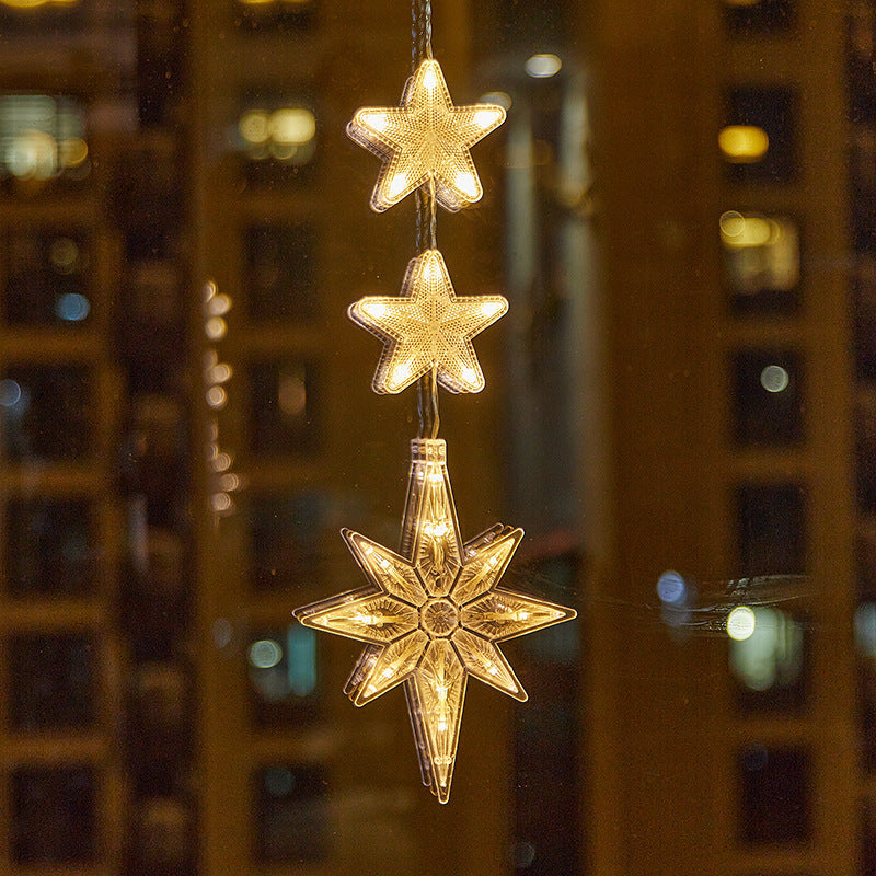 🎄❄️ Gjør-det-selv-julesnøfnugg med sugekopper og LED-lys ✨ | Batteridrevet, varmt lys i flere farger, vinduslys med sugekopper, julepynt til hjemmet og festen