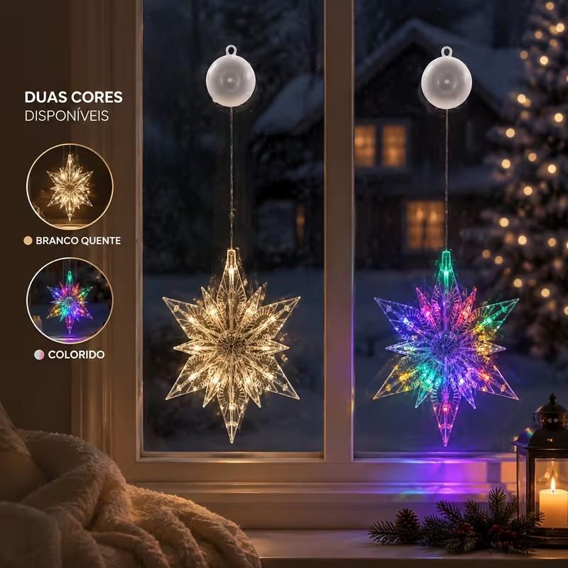 🎄❄️ Gjør-det-selv-julesnøfnugg med sugekopper og LED-lys ✨ | Batteridrevet, varmt lys i flere farger, vinduslys med sugekopper, julepynt til hjemmet og festen