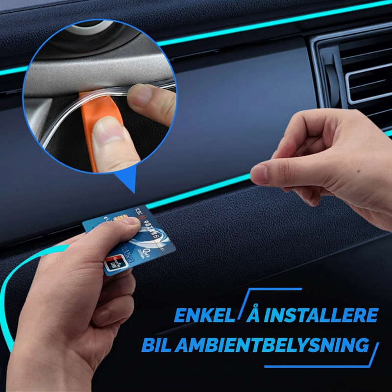🚗 50 % RABATT 🌈 Fleksible bil-ambientelys, kan kuttes 1–3 m, 9 farger ✨