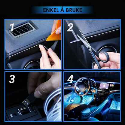 🚗 50 % RABATT 🌈 Fleksible bil-ambientelys, kan kuttes 1–3 m, 9 farger ✨
