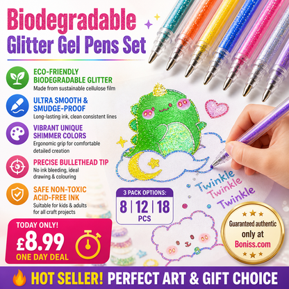 💥 Siste dag! Spesialsalg 🎁Glitter Gelpennsett – Smidig skriving 🎨
