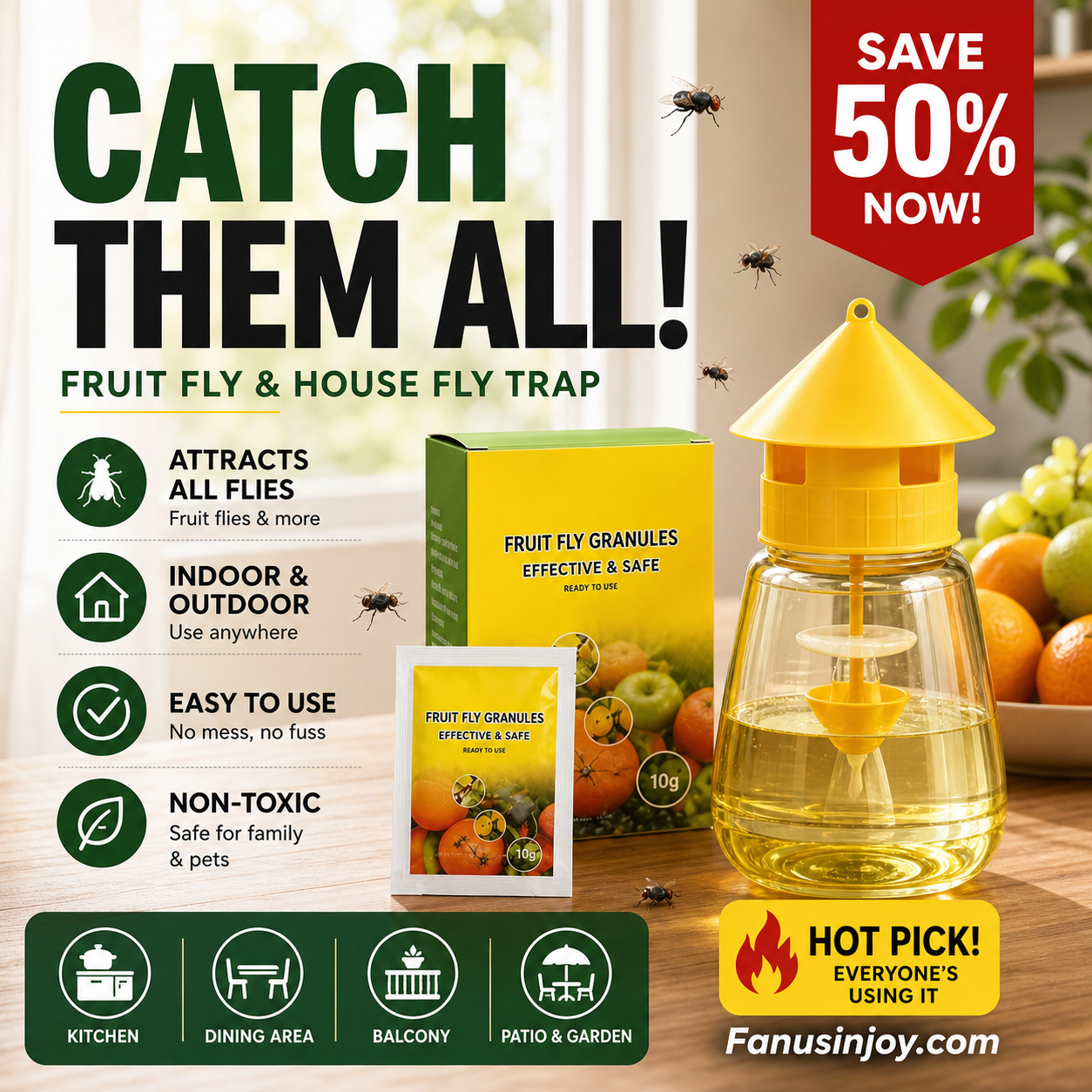 🔥Amazing Discount! 🕸️Get rid of annoying mosquitoes and fruit flies! Indoor and Outdoor Hanging Fly Trap