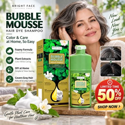 ⚡SALG PÅ 50 % RABATT⏳Plantebasert Bubble Mousse hårfargesjampo | Enkel dekning av grått hår hjemme, skånsom og langvarig💇‍♀️